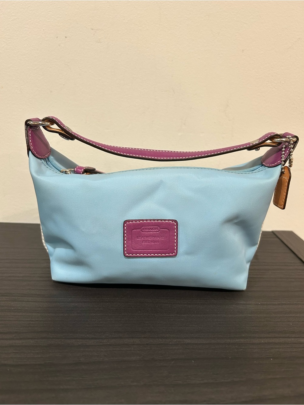 Coach Hamptons mini hobo bag, crafted from durable nylon .EUC